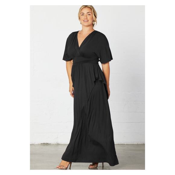 Kiyonna Black Indie Flair Knit Maxi Dress Sz 3X - Picture 2 of 16
